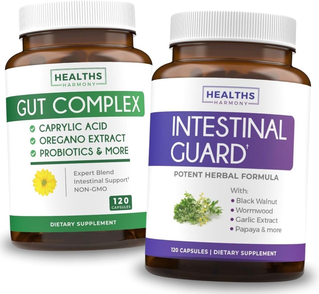 Kompleks Gwardii jelitowej i Gut Guard (2- Month Supply) Guard Guard Combo - Gwardia jelitowa (120 Kapsułki) Potent Natural Formula & Gut Complex (120 Kapsułki) Natural Candida Support - All- in- one Support