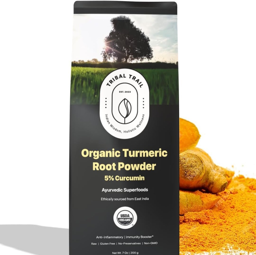 Proszek Turmerowy Organiczny 124; 7.05 oz 124; USDA Organic & Non-GMO Bilans 124; Kurkumina Turmerowa Suplement z Indii 124; Lab Tested for Purty Bilans 124; Bogaty w przeciwutleniacze