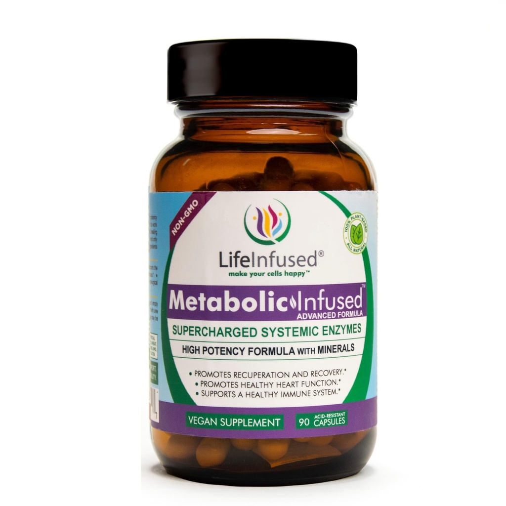 Life Infused Metabolic Enzymes – Systemic Enzyme Supplement with Serrapeptase, Nattokinase, Bromelain & Protease Blend – 72 Trace Minerals – Immune & Circulation Support – Vegan, Non-GMO – 90 Capsules