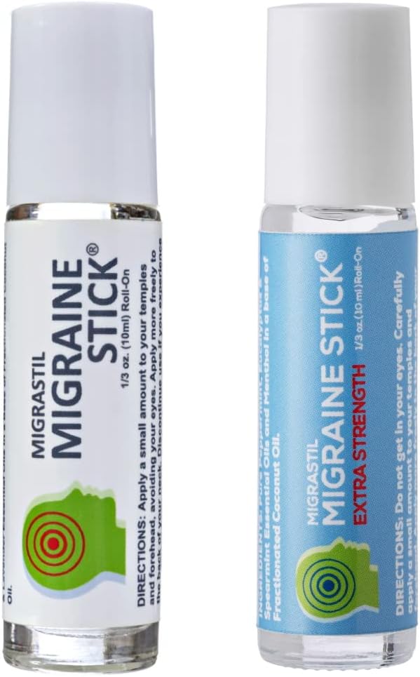 Basic Vigor Migrastil Oryginalna Migrena Stick, Dodatkowa siła Migrena Stick Bundle, Szybkie chłodzenie Migrena, Napięcie Ból głowy Wsparcie. Made in The USA