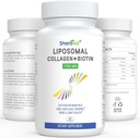 Liposomal Zhydrolizowany Kolagen Peptydes 1700mg i Biotin 10000mcg Suplementy dla kobiet, mężczyzn, Wysoka Absorpcja, Witamina E, C i Kapsułki cynku dla skóry, Wzrost włosów, stawów i paznokci, 60 Softgels