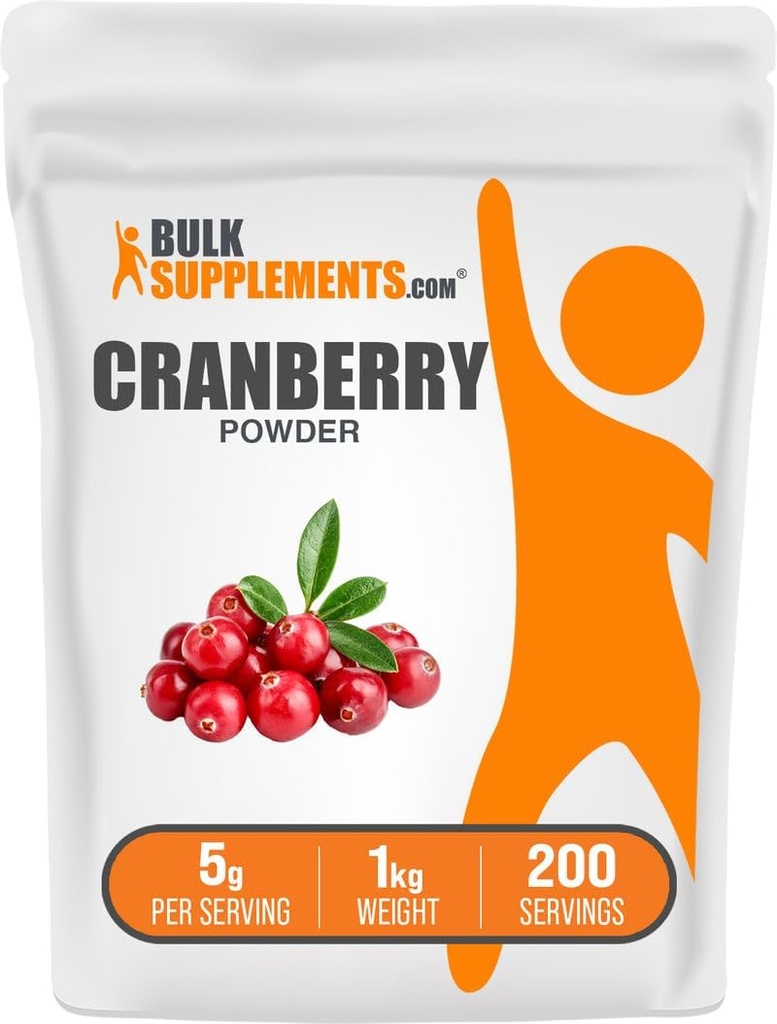 BulkSupplements.com Proszek żurawinowy - Suplementy żurawinowe dla kobiet i mężczyzn, Suszone żurawiny - Niesłodzone i Gluten Free, 5g na Serving, 1kg (2,2 kg) (Opakowanie 1)