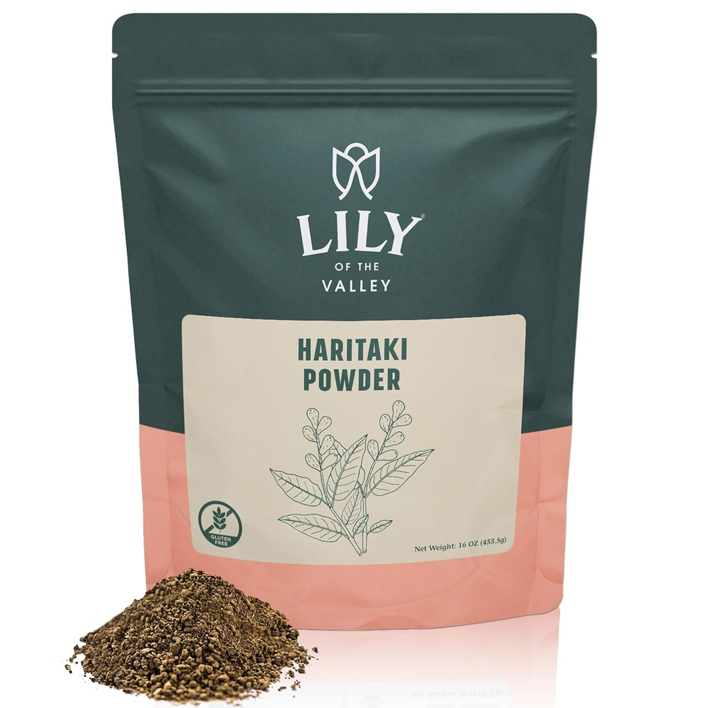 Lily of the Valley Haritaki Powder - Terminalia Chebula - Sourced from India - An Ayurvedic Herb - 100% Natural & No Added Conservative - Vegan & Gluten- Free (16oz, 453g) - Pakiet May Wary