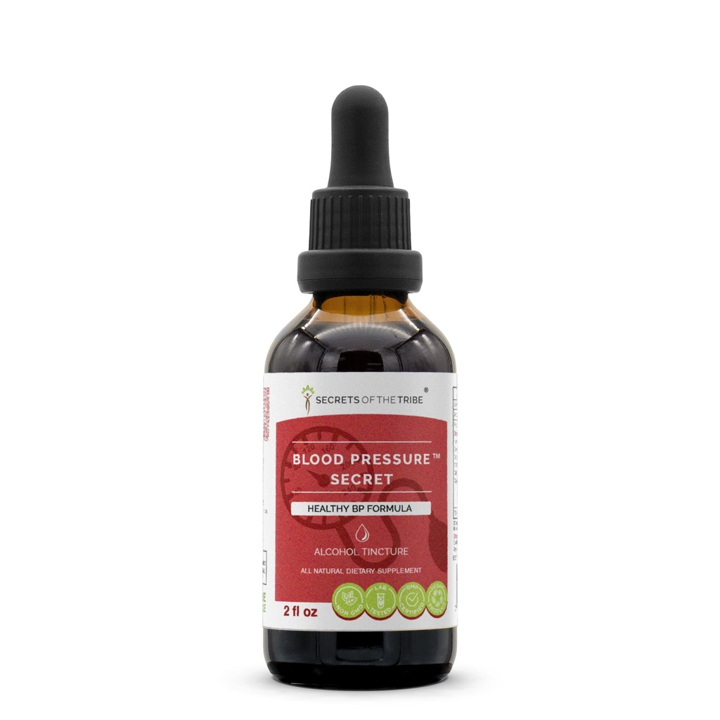 Tajemnice plemienia - Sekret ciśnienia krwi, Zdrowa formuła cyrkulacji, Suplement ziołowy Miesza krople Alkohol Liquid Extract 2 fl oz
