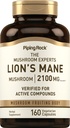 Piping Rock Lions Mane Mushroom Supplement Supplement 124; 2100mg Supplement 124; 160 Kapsułki Supples 124; Ekstrakt dla kobiet i mężczyzn 124; Wegetarianin, Nie GMO & Gluten Free