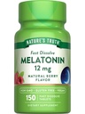 Nature 's Truth Melatonin 12 mg Agregat 124; 150 Tablets Agregat 124; Quick Rozpuścić Agregat 124; Natural Berry Flavor Agregat 124; Vegan, Non-GMO & Gluten