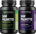 HAVASU NUTRITION Night Saw Palmetto with Melatonin (60 Służenia) & Daytime Saw Palmetto Kapsułki (100 Słupki)