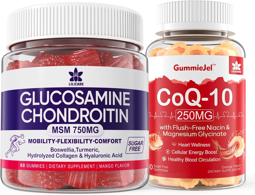 Bez cukru Glukozamina Chondroitin MSM 120 Liczby + CoQ10 250mg Napełnione Gumiaki 60 Liczby