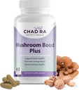 Mushroom Boost Plus - 10- in-1 Mushroom Supplement z Cordyceps, Lew 's Mane, Reishi, Turcja Tail & Shiitake - Wsparcie immunologiczne, Energy & Brain Supplement - 60 Kapsułek wegetariańskich