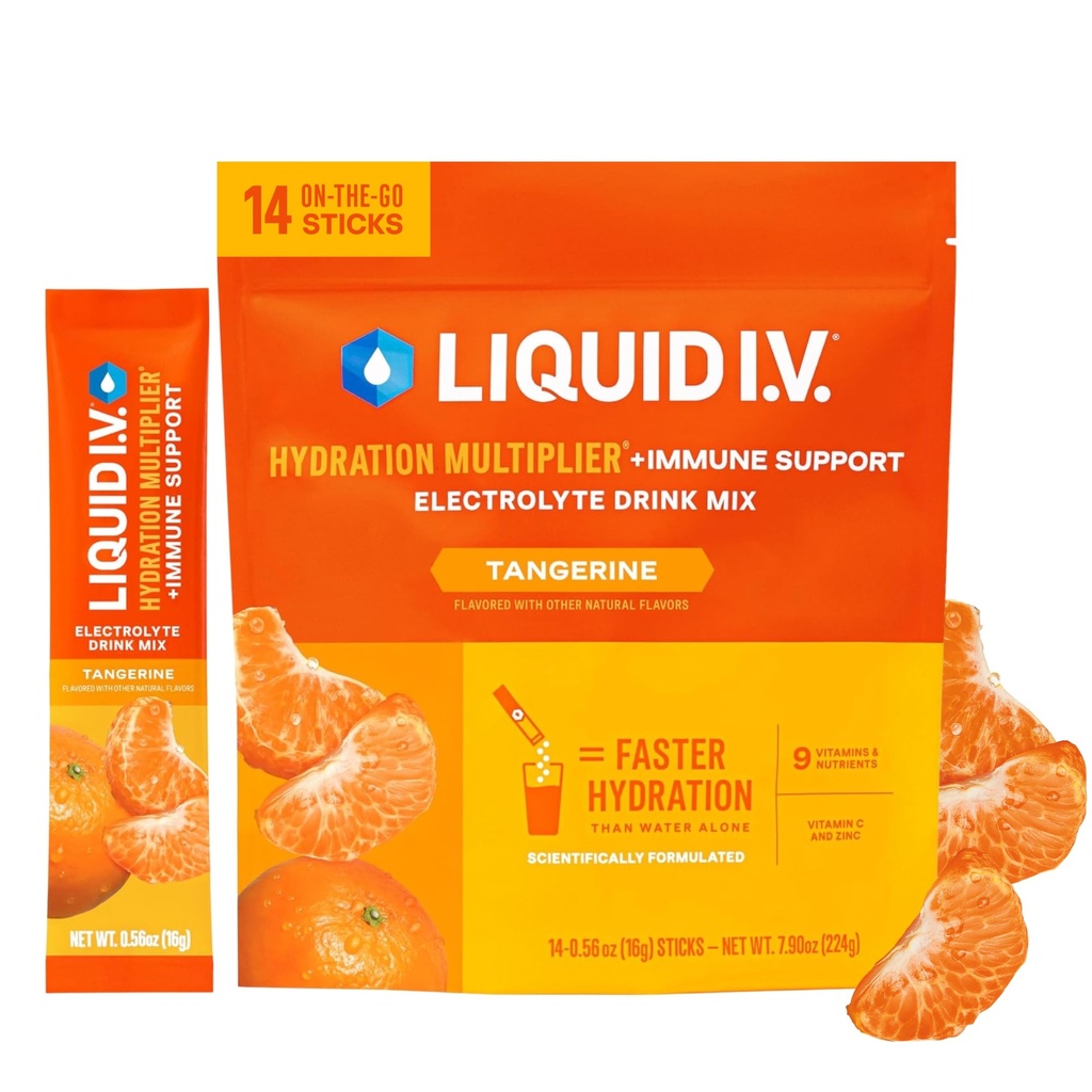 Płyn IV ® Nawodnienie mnożnik + Immune Support - Tangerine 124; Napoje proszkowe elektrolity Mix 124; 1 Pack (14 Servings)