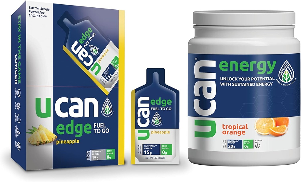 UCAN Ananas Edge Energy Gel & Orange Energy Powder - Doskonały do biegania, szkolenia, fitness, jazda na rowerze, Crossfit & More Agriculture 124; Bez cukru, Wegan, & Keto Friendly suplement energetyczny