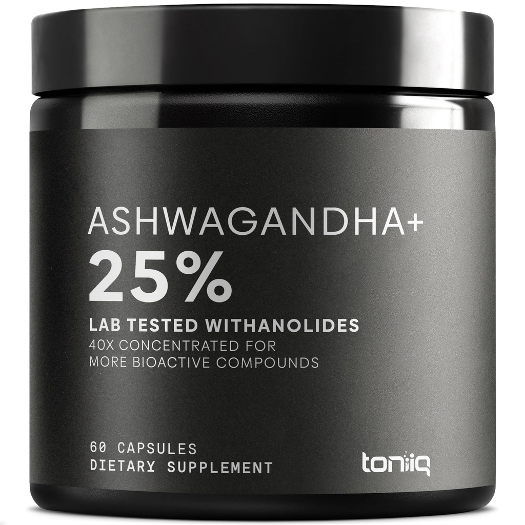 Ashwagandha - Ultra High Potency 40: 1 Ekstrakt z 25% Withanolides - Wild Hardevered in India - Wysoko skoncentrowane i trzypartyjne Lab Tested - 60 Kapsułki
