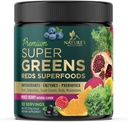 Zieloni Superfood proszek napój Mix - Green Supplements Mieszanka dla energii & Gut zdrowia - Z ekologicznej trawy pszennej, Spirulina, Chlorella, Enzymy Gravestive Antioksydant & Fiber - Berry Flavor, 30 Słupki