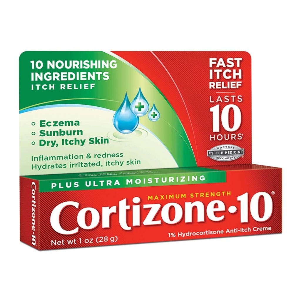 Cortyzon- 10 AntyItch Creme Plus Uzdrawiające nawilżacze, Maksymalna moc, 1 oz.