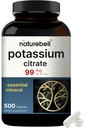Suplement potasu cytrynian 99mg, 500 Kapsułki 124; Łatwo Absorbowany Chelated Form - Esential Mineral Electrolyte Balance - Wspiera mięśnie, kości, & Heart Health - Non-GMO