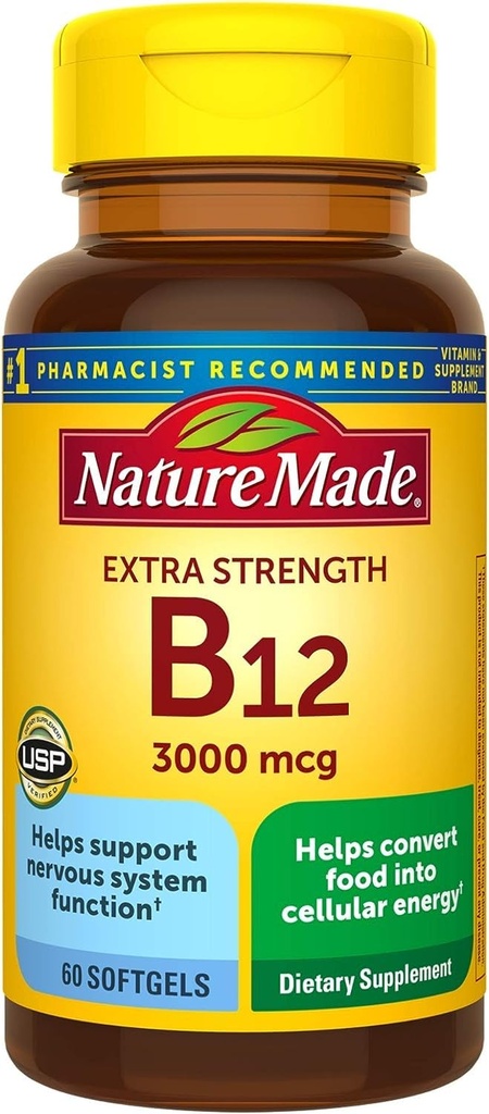 Dodatkowa siła Witamina B12 3000 µg Softgels, 60 Hrabia