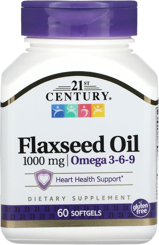 21. Century Olej lniany 1000 mg Softgels, 60 Count (22407)
