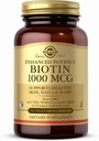 Solgar Biotin 1000 mcg - 250 Kapsułki wegetatywne - Podtrzymuje zdrową skórę, paznokcie i włosy - Non-GMO, Wegan, Gluten Free, Nabiał Free, Kosher - 250 Służb