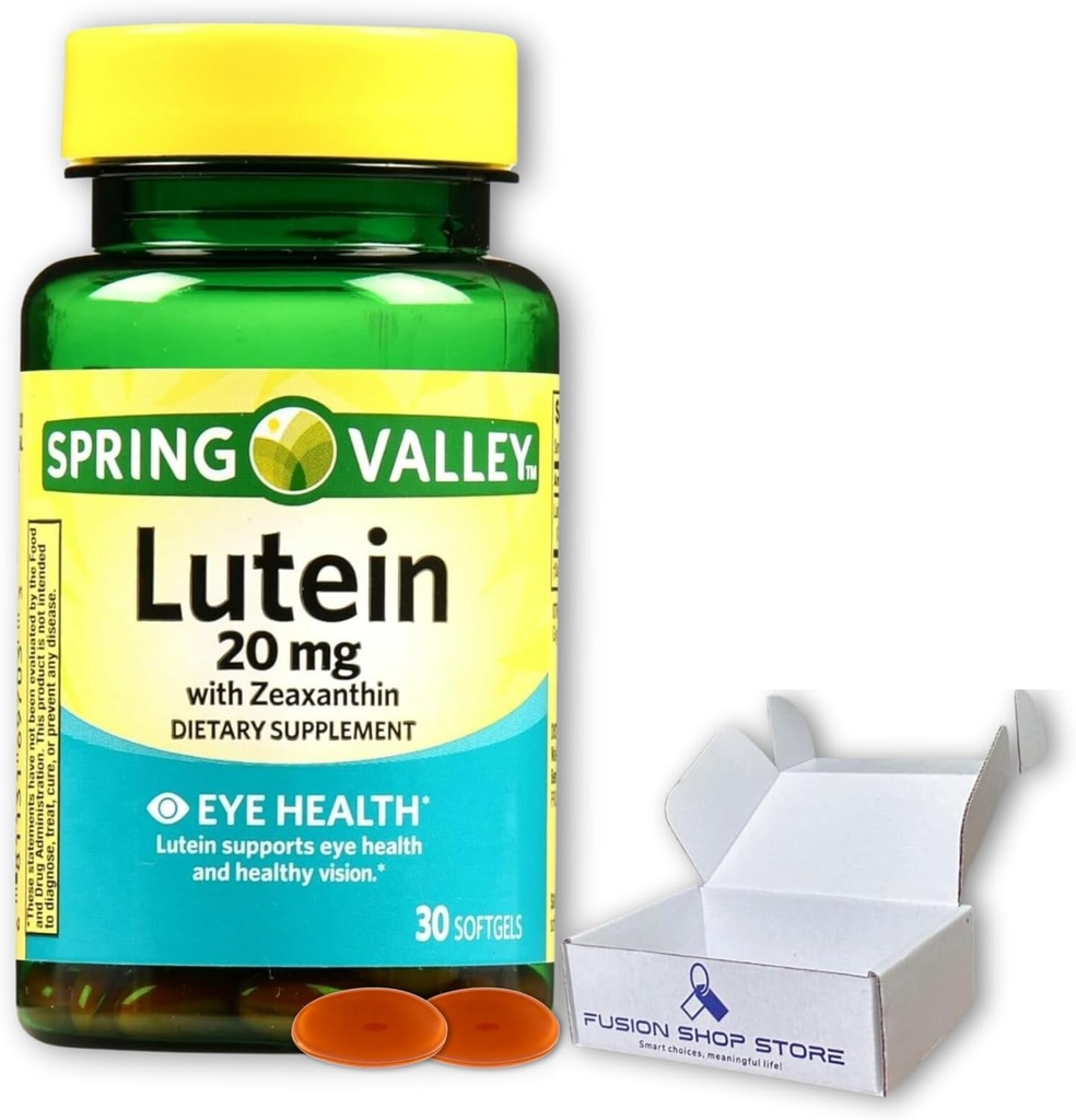 Spring Valley Lutein 20mg- z Zeaksantyną 30 softgeli (Opakowanie po 1), Boxed by Fusion Shop Store