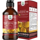 Islandzki Wild Caught Liver Oil Liquid - Fish Oil Drops with Omega 3, EPA, DHA, Witamina D & A - Liquid Cod Liver Supplement for Heart, Joint, Brain & Immune Support - 240 ml (8 unce)