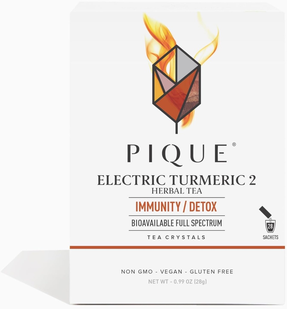 PIQUE Kurkuma elektryczna 2 - Wspiera zdrową odporność, naturalną reakcję zapalną, naturalne drogi detoxu i promienną skórę - 28ct Pojedyncze kleszcze (Opakowanie 1)