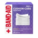 Band- Aid Brand Absorbent Cushion Care Steryle Square Gauze Pads for First Aid Protection of Minor Cuts, Scrapes & Burns, Non-Adhesive, Bound Care Dressing Pads, Duży, 4 w x 4 in, 25