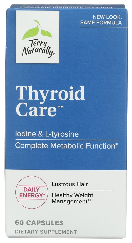 Terry Natural Thyroid Care - Immune Health & Energy Support Formuła - Suplement odżywczy z jodu do wsparcia zdrowia tarczycy - Suplement Wellness z L- Tyrozyną - 60 Kapsułki