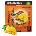 Proszek PowderWitamina Elektrolity Plus (50 Servings) Mango Passionfruit Electrolyte Proszek Zero Calorie Keto, 0 Cukier, Nie Maltodekstryna, 1000mg potasu, 120mg wapnia, 120mg magnezu, Proszek nawadniający
