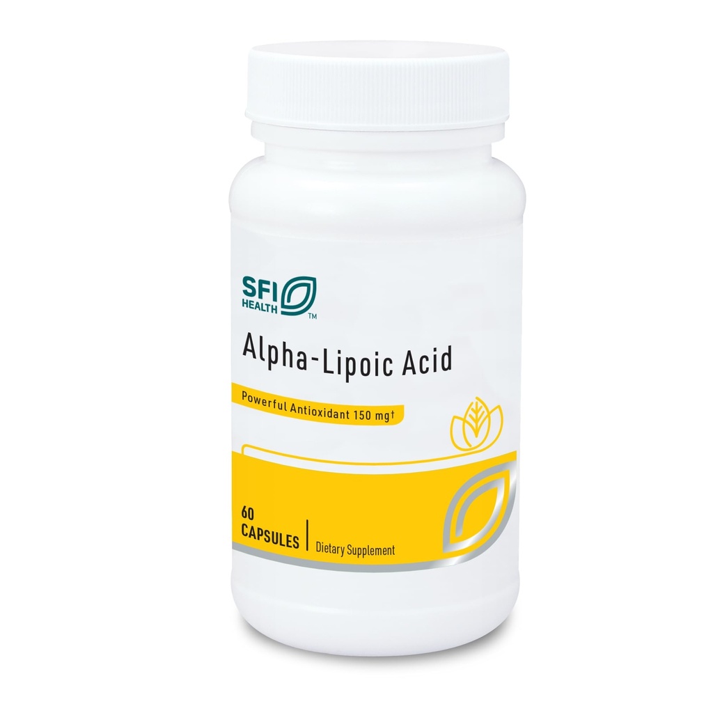 Klaire Labs SFI Health Alpha- Lipoic Acid 150mg - ALA Supplement to Promote Liver Detox, Antioksydant Support - Hypoalergenic & Corn- Free (60 kapsułki)