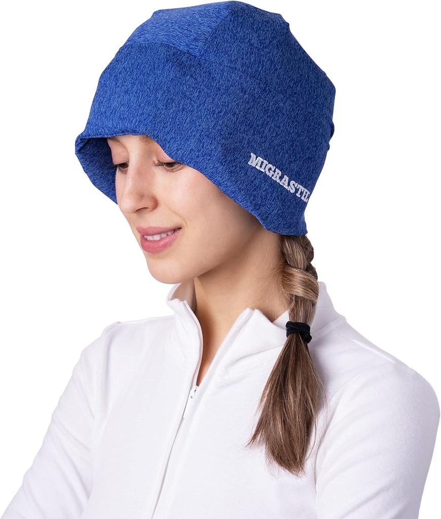Migrastil MigraFreeze Deluxe Ból głowy i Migrena Hat. Migrastil, elastyczne chłodzenie Gel Cap dla mężczyzn i kobiet. Forma Fitting Ice Pack i opaska na głowę z workiem Zippert przechowywania. Wygodne, No- Pain Design.
