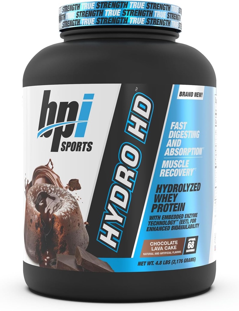 BPI Sports Hydro HD - 100% Hydrolizowane białka serwatki - Wzrost mięśni, Odzysk, 25g Zhydrolizowanego białka, Niskie węglowodany, Niski cukier, Szybkie wchłanianie (68 Słupki, Ciasto czekoladowe Lawa)