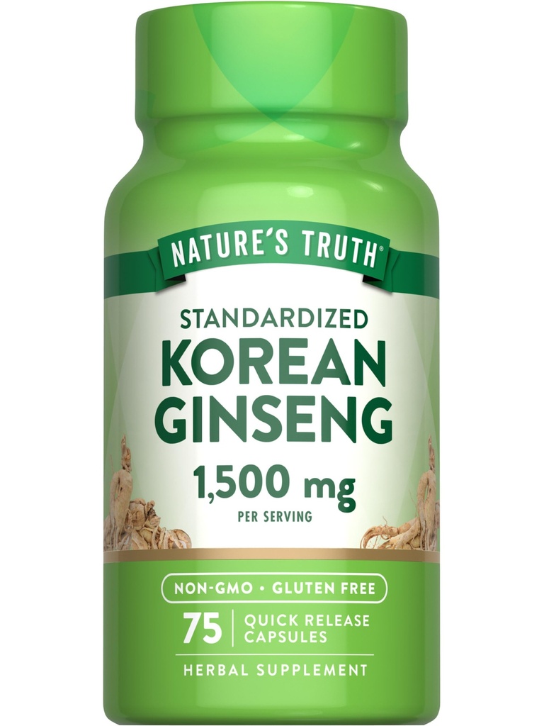 Nature 's Truth Koreański Ginseng Kapsułki 124; 75 Hrabia 124; Wyciąg standardowy 124; Non- GMO & Gluten