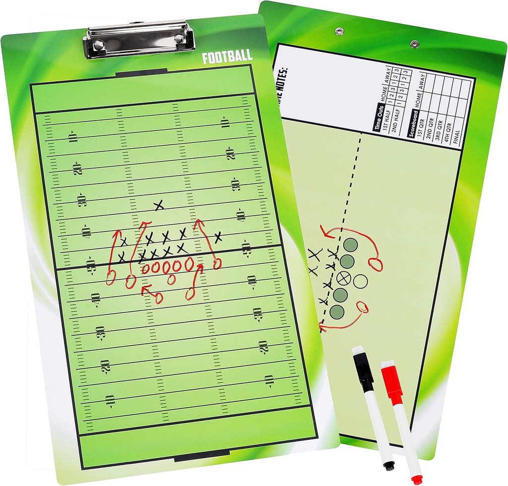BETTERLINE Football Coaching Board Double- Sided Dry- Wymazywanie schowka dla American Football Coaches - pochodzi z 2 jednorazowe długopisy