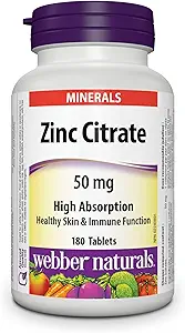 Webber Naturals Cynk Citrate 50 mg, 180 tabletek