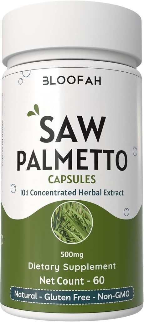 Saw Palmetto kapsułki 500 mg kapsułki 124; 10: 1 koncentrat ekstrakt Pigment 124; Serenoa Repens Herbal Supplement Supplement Supplement 124; nie- GMO, Gluten- Free Easy- to- Weź kapsułki (60 liczenie (opakowanie po 1))
