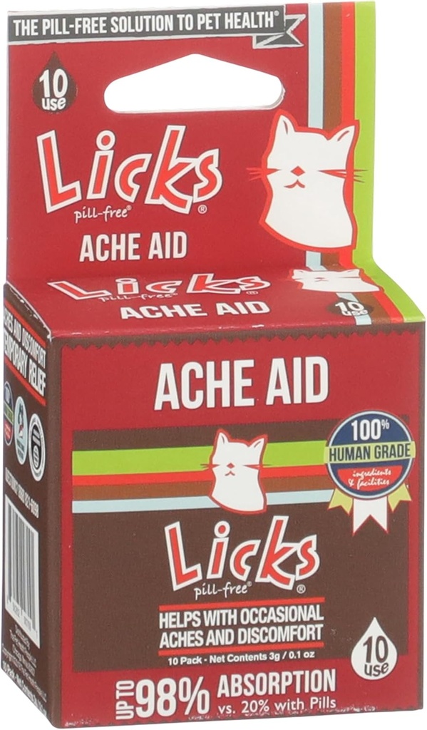 Licks Pill- Free Cat Ache Aid - Turmeric and Ginger Cat Supplements - Cat Health Supplies & Pain Relief - Pakiety żelowe - 10 Użyj