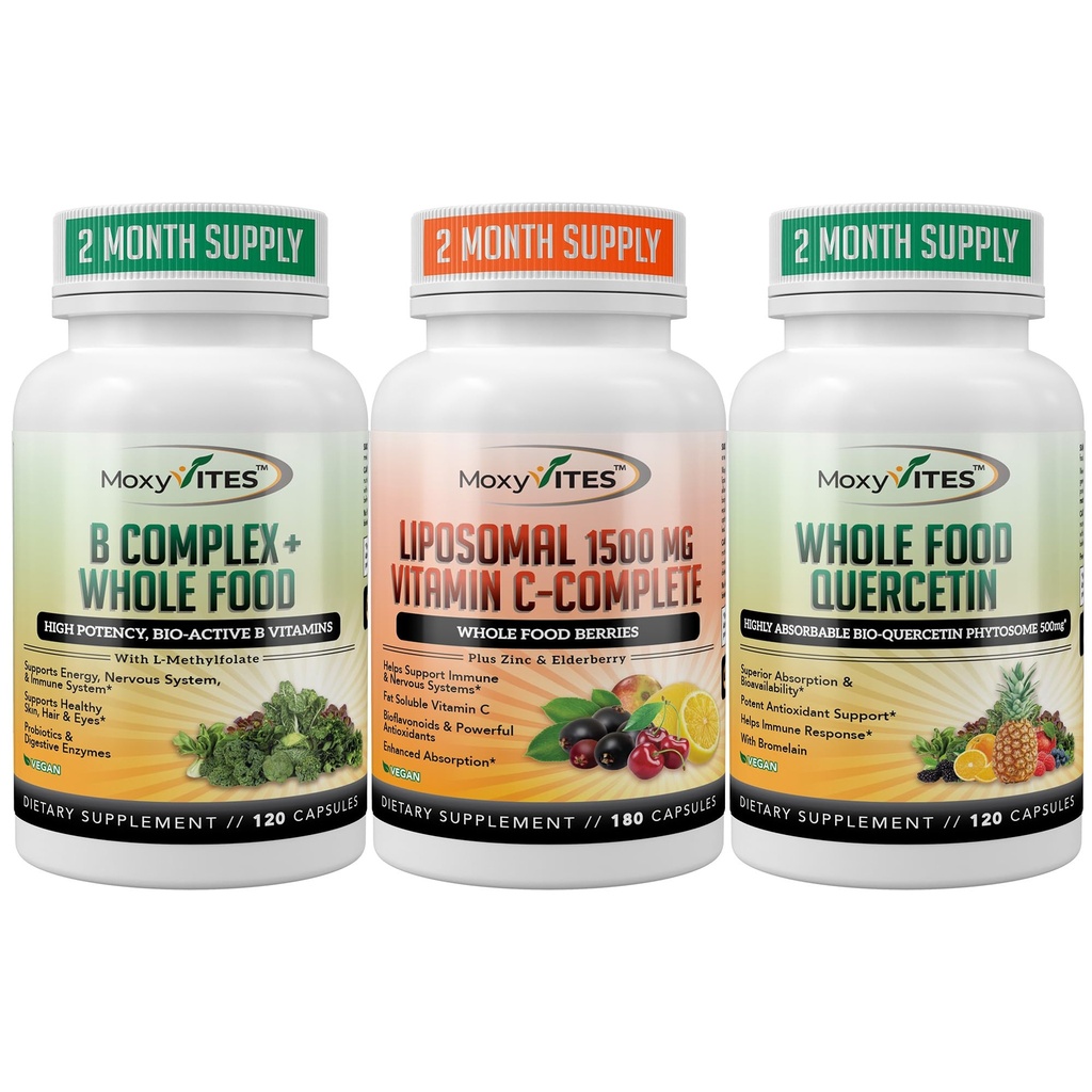 MoxyVites B- Complex - Witamina liposomalna C - Quercetin for Energy Support - Perfect Energy Trifecta