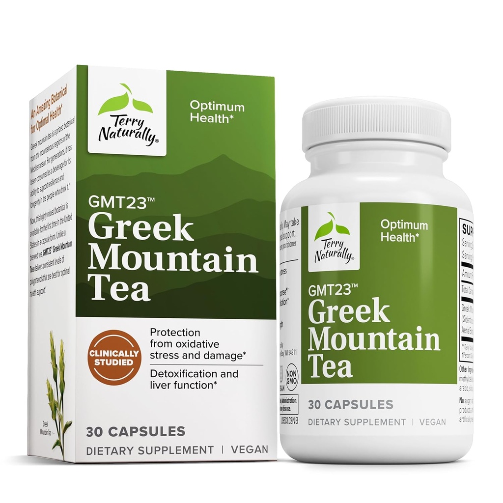 Terry Natural GMT23 Greek Mountain Tea - Suplement diety dla wsparcia koncentracji - Suplement diety dla zdrowia wątroby - Suplement ziołowy z przeciwutleniaczami - 30 Kapsułki