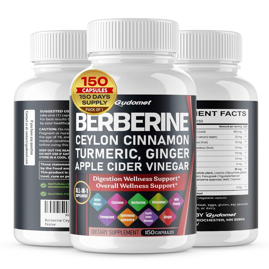 Berberine Ceylon Cynamon - All- in-1 Suplement z Bitter Melon AVG Gymnema sylvestre Turmeric Milk Thistle Licorice Święty Basil Fenugreek Banaba