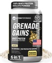 Granat Gains Serwatka Izolacja proszku z krewniakiem, L-Carnitine & Beta- Alanina - Trzydzieści Party Tested, Gluten- Free, Brak sztucznych słodzików - USA Made, Vanilla, 24 Servings