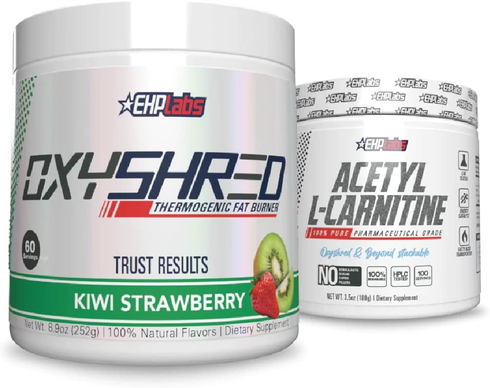 EHP Labs Shred + Acetyl Bundle - OxyShred Termogeniczne przed treningiem proszku i rozdrabniania Suplement - Acetyl L- Karnityna - Wspiera energię naturalną, Pomaga Metabolizm, & Zdrowy mózg Funkcje