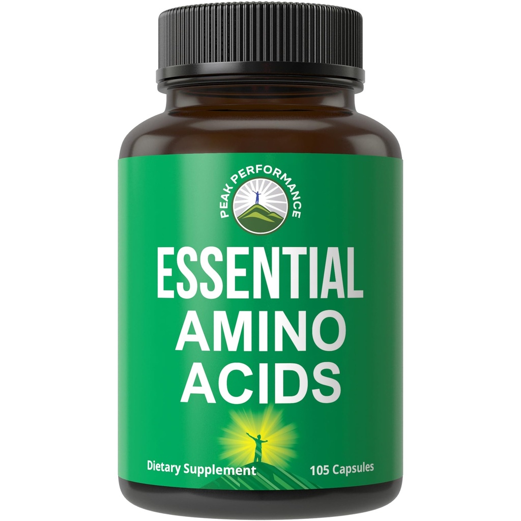 Wszystkie 9 Esential Amino Acids Supplement. Kapsułki z 3X Więcej Leucyny do odzyskiwania mięśni, Wzrost. Suplement EAA lepiej niż BCAA / BCAAS Branched Chain Aminos Acid. USA Tested EAA dla mężczyzn i kobiet