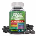 Shilajit Gummies z irlandzkim Sea Moss Black Seed Oil Ashwagandha Ginger Elderberry Witamina D3 Chlorofil Turmeric Bladderwrack Zaawansowana moc Formuła Resin Shilajit dla mężczyzn i kobiet