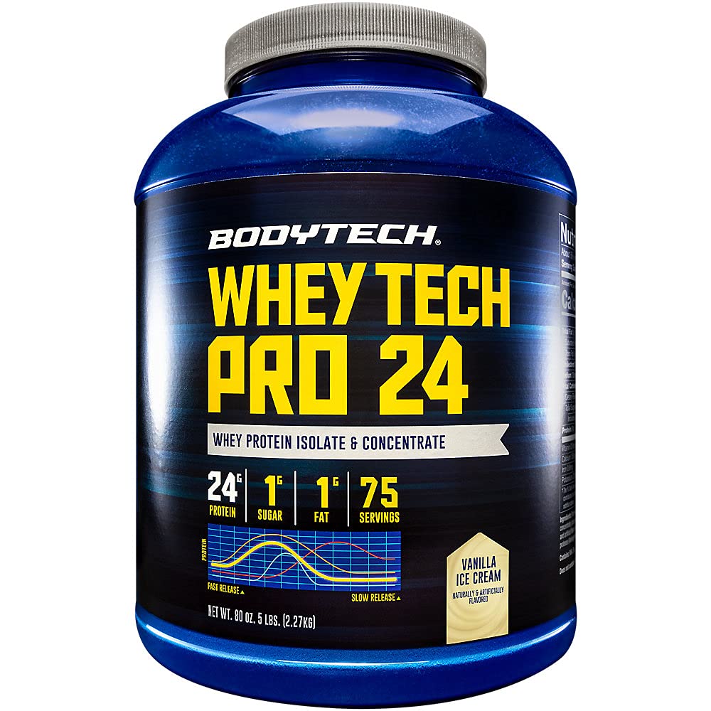 BODYTECH Serwatka Tech Pro24 Proszek Vanilla Lody (5 funtów / 75 Służenie)