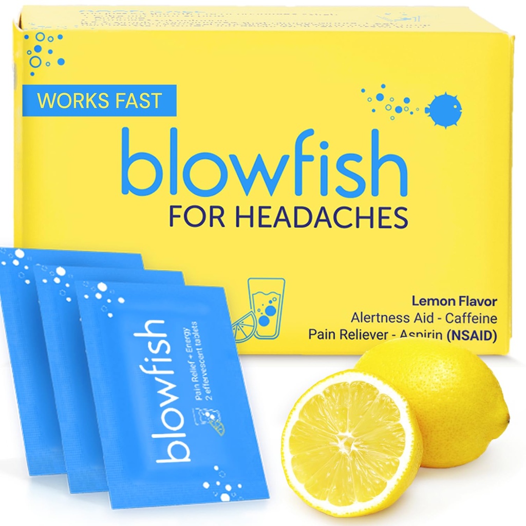 Blowfish for Headains Agreement 124; New Maximum Strength Effervescent Formula Treats Headpains Fast (1 Pack)