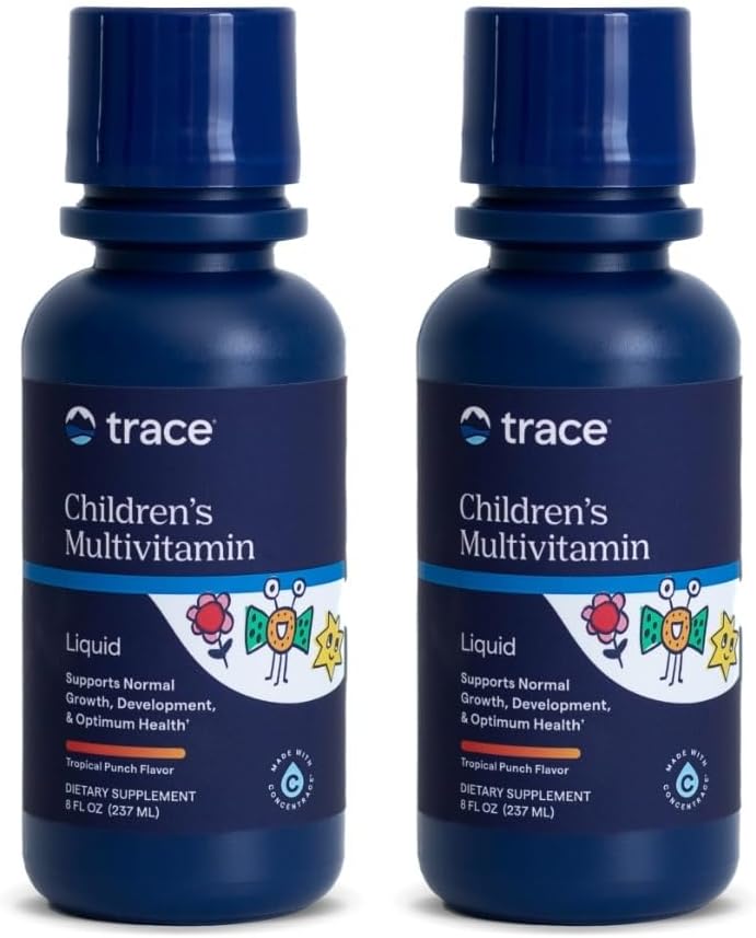 Ślad Minerały 124; Minerały wielofunkcyjne dla dzieci 124; Liquid Multivitamin Supplement with Witamina C, Cynk, & Minerały 124; Wspomaga zdrowe kości i odporność u dzieci 124; Naturalny Citrus Punch Flavor 124; 96 Sługi, 8 fl oz (2 Pack)