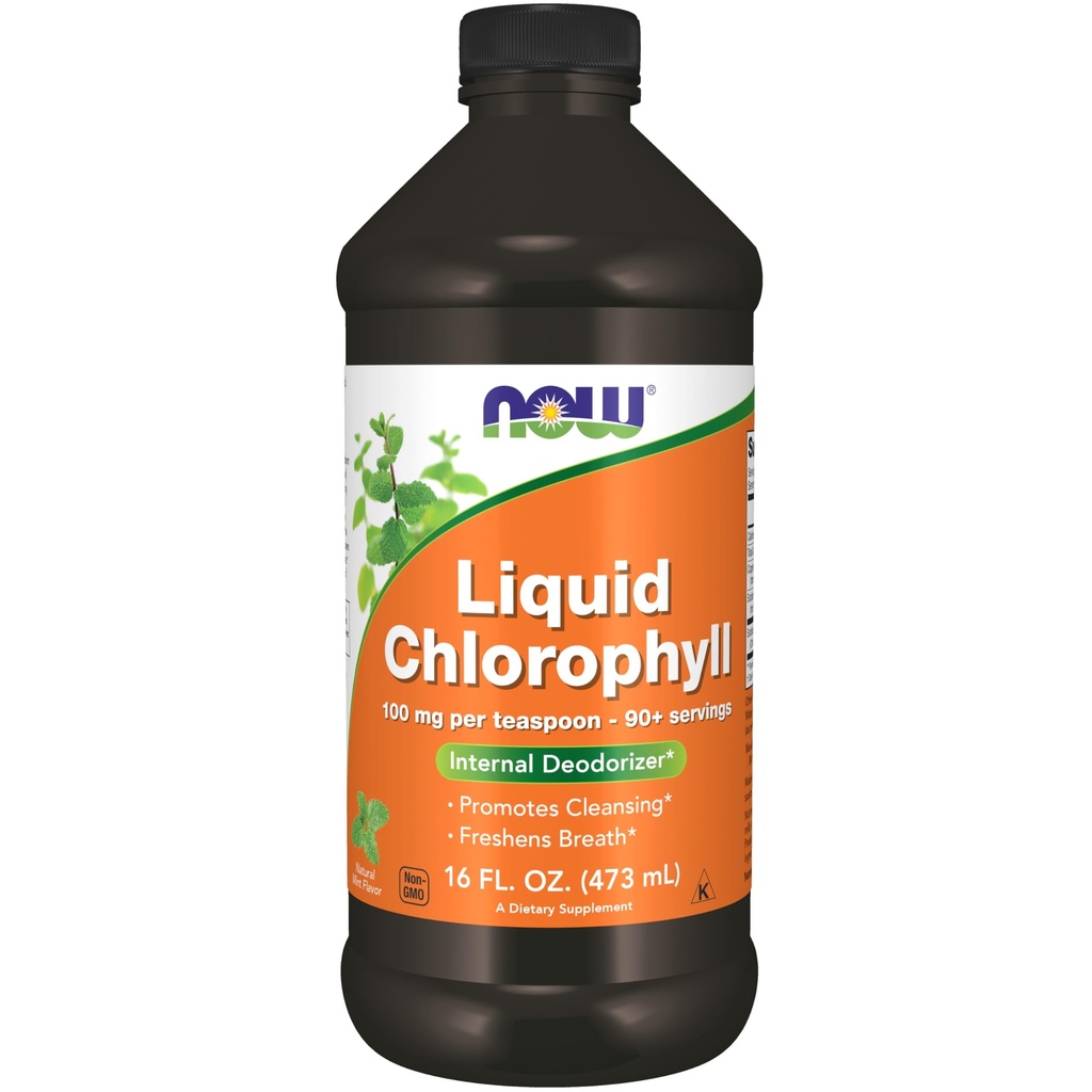 Teraz suplementy żywności, Chlorofil płynny, Super skoncentrowany, Deodorizer wewnętrzny *, Boost Energy, Ment Flavor, 16-unce