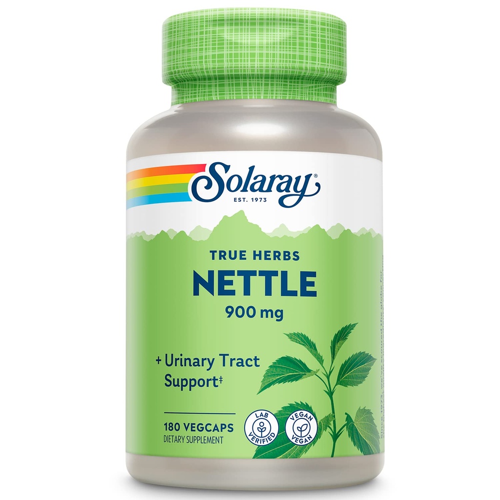 SOLARAY Nettle Leaf 450mg Healthy Nerki, Urynary & Prostate Support Tradycyjne zastosowanie dla zdrowej reakcji alergicznej i układu oddechowego Wellness 180 CT