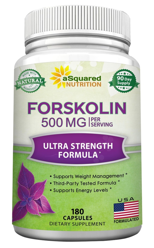 aSquared Nutrition Forskolina 500mg Max Mocno-180 Kapsułki, Forskolina Suplement dla czystego paliwa do utraty wagi, Coleus Forskohlii Root - Forskolin Dieta Pigułki, Belly Buster Fat Burner 2X Slim Tim Stracić