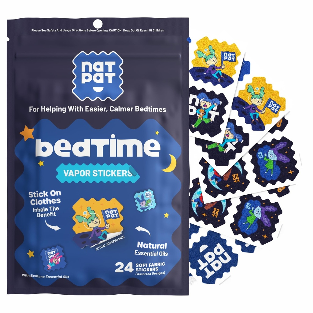NATPAT Sleepy Patch Bed Tickers for Kids - Sen Promowanie Patch - Nietoksyczne rozwiązanie dla lepszego snu - Chemical & Drug Free, Melatonin Free - Buzz Patch Natural Patch (24 Pack)